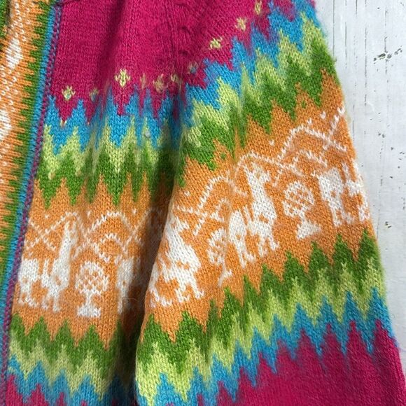 Alpaca Fina 100% Alpaca Handmade Peru Hooded Zip Sweater Cardigan Cozy Winter - Picture 10 of 15